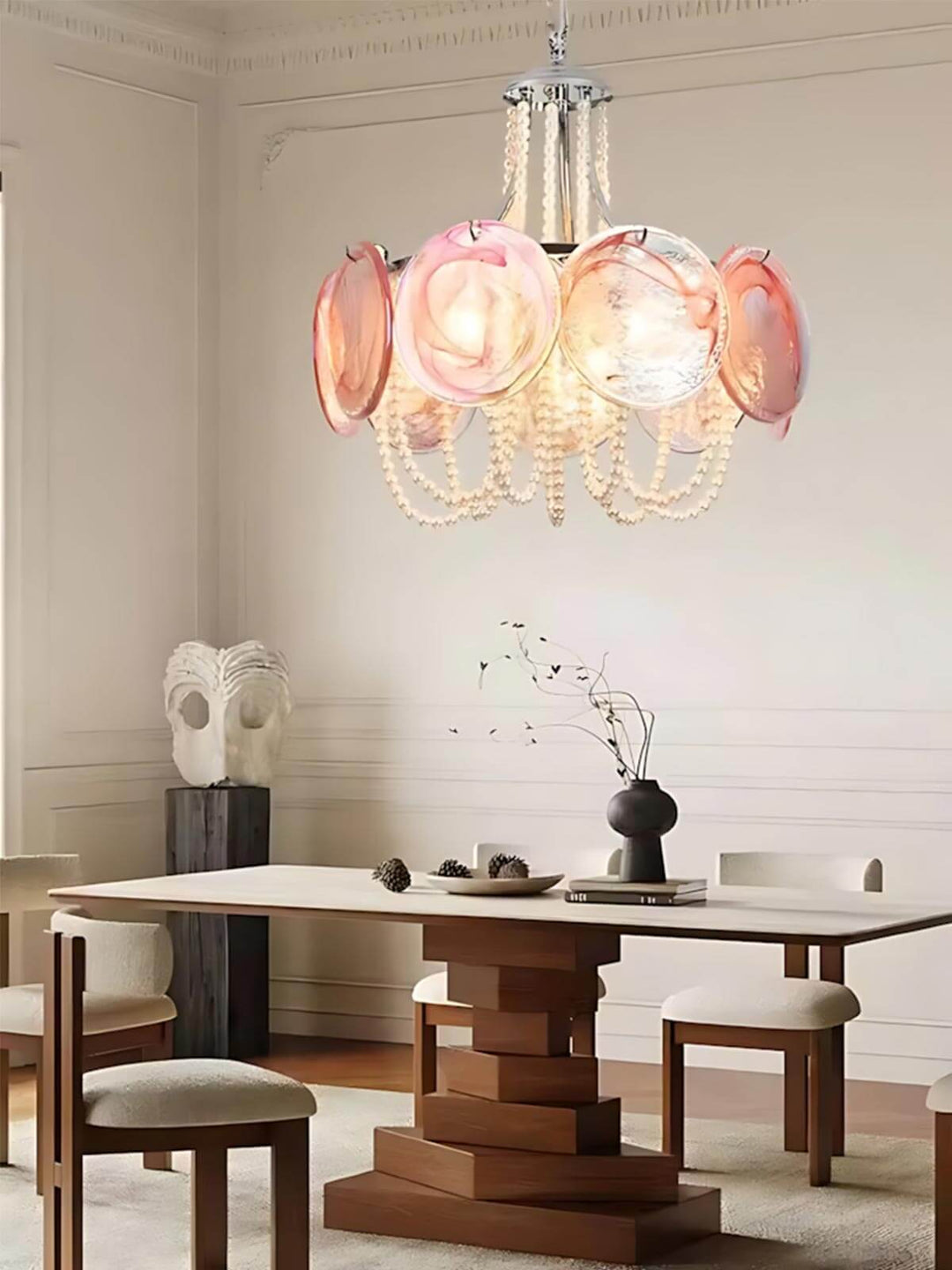 Thalire Stained Glass Chandelier for Dining Area Elegance