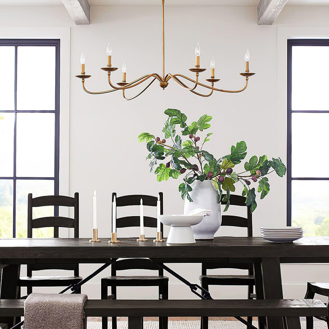 Abigeal Chandelier – Vintage Brass Ceiling Light with Candle Bulbs | Vinlighting | Vinlighting