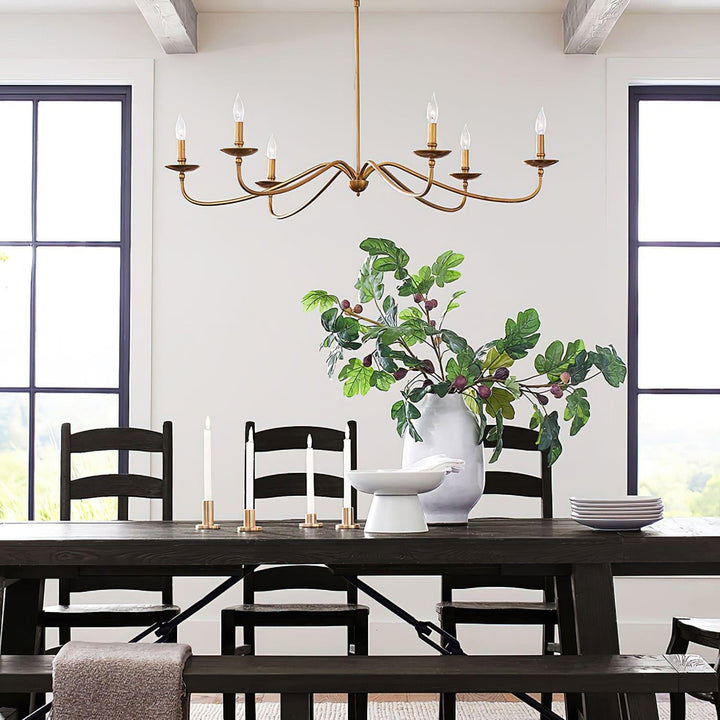 Abigeal Chandelier – Vintage Brass Ceiling Light with Candle Bulbs | Vinlighting | Vinlighting