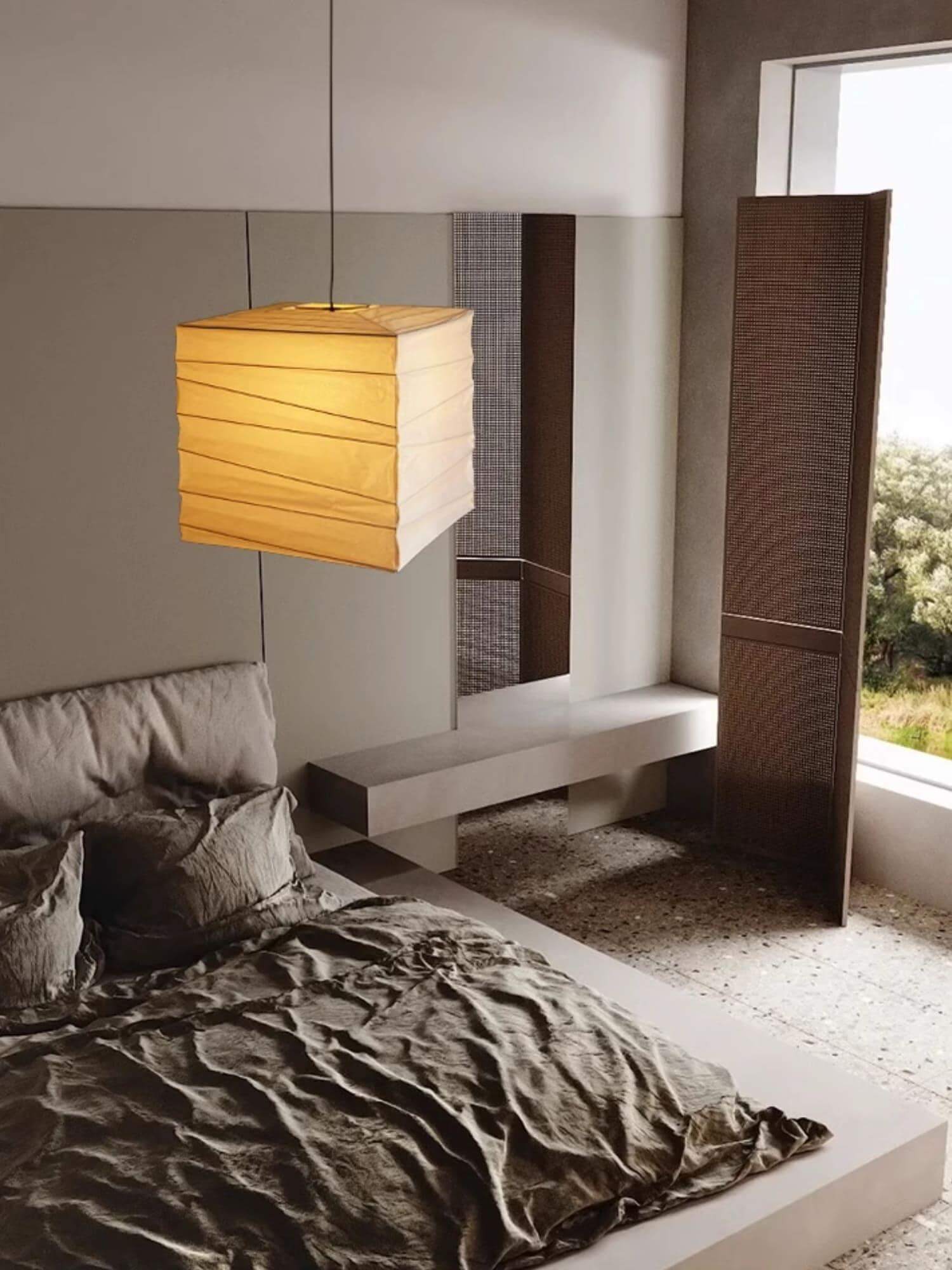 Akari 33X 45X Square Rice Paper Pendant Light | Office Hanging