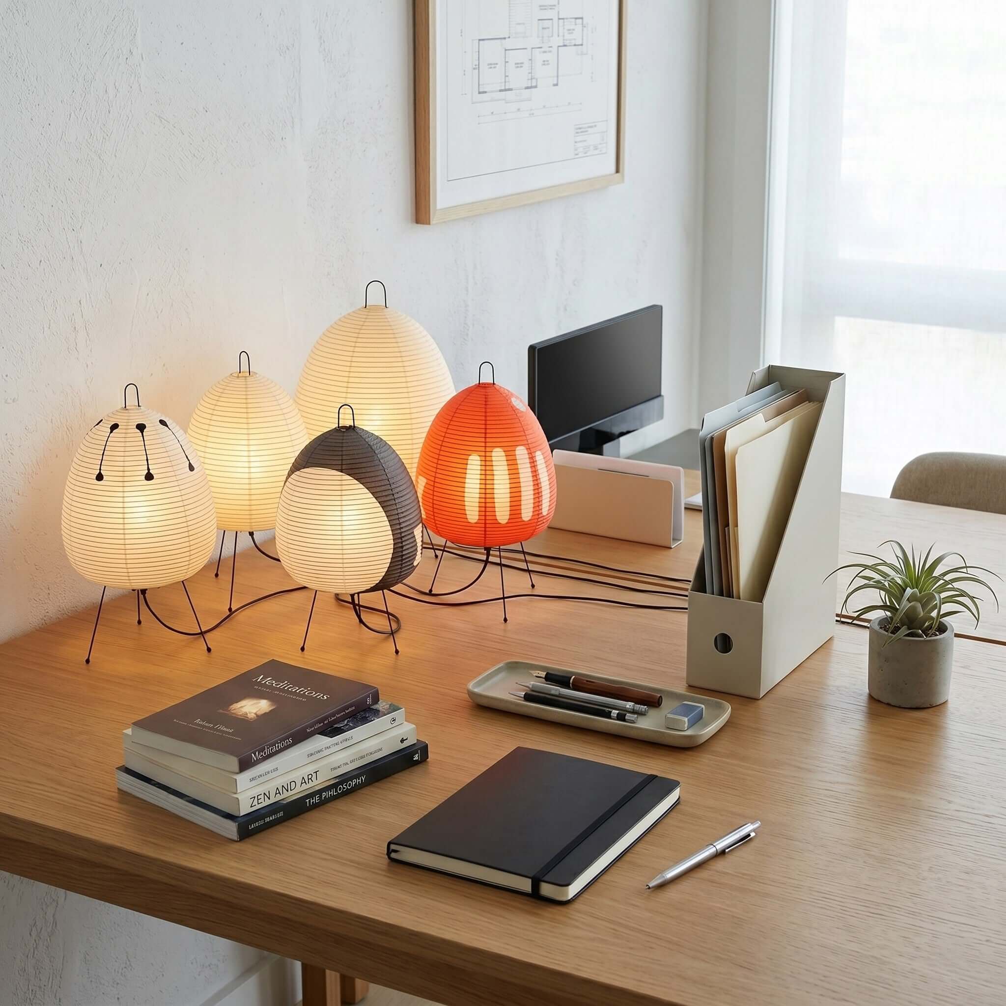 AKARI 75000 1A デスクランプ Akari 1A Table Lamp - Mid Century Japandi Style for Living Room