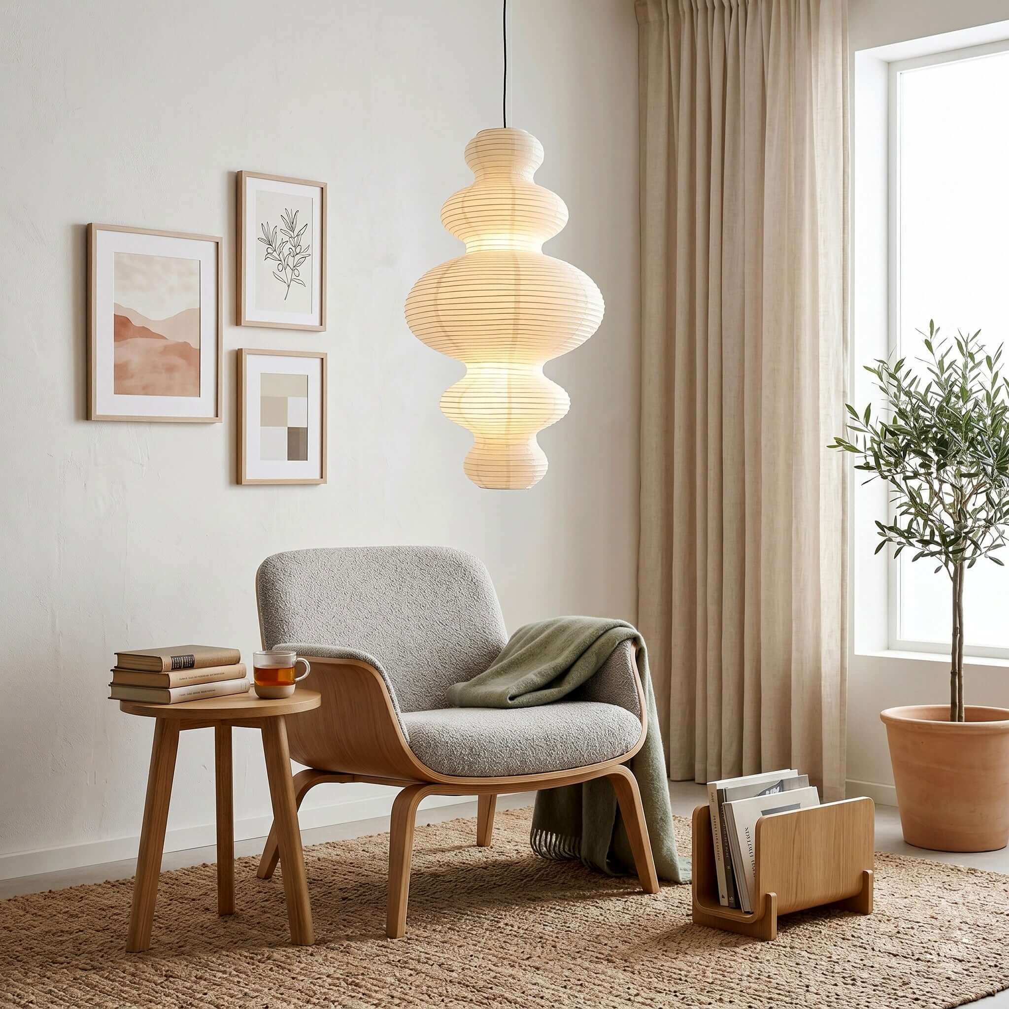 Akari Juni Pendant Lamp | Modern Japanese Paper Lantern – Vinlighting
