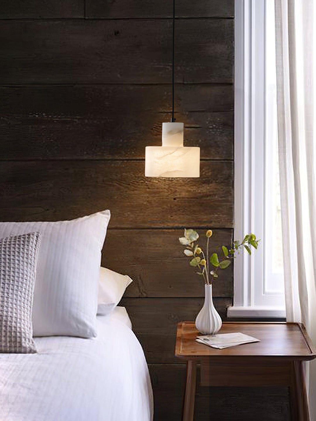 Alabaster Pendant Light Small Hanging Lamp for Bedside & Kitchen Sink | Vinlighting | Vinlighting