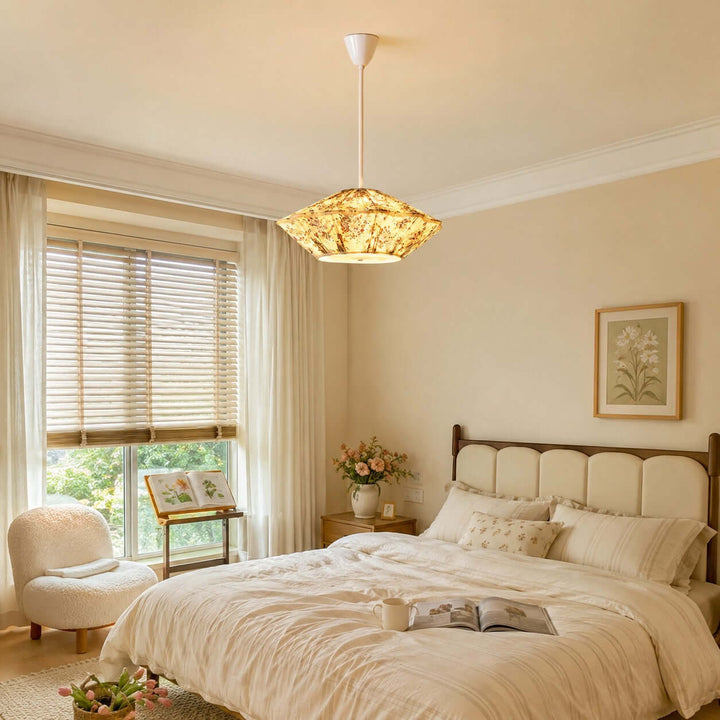 Almira French Cottage Fabric Shade Pendant Light Fixture