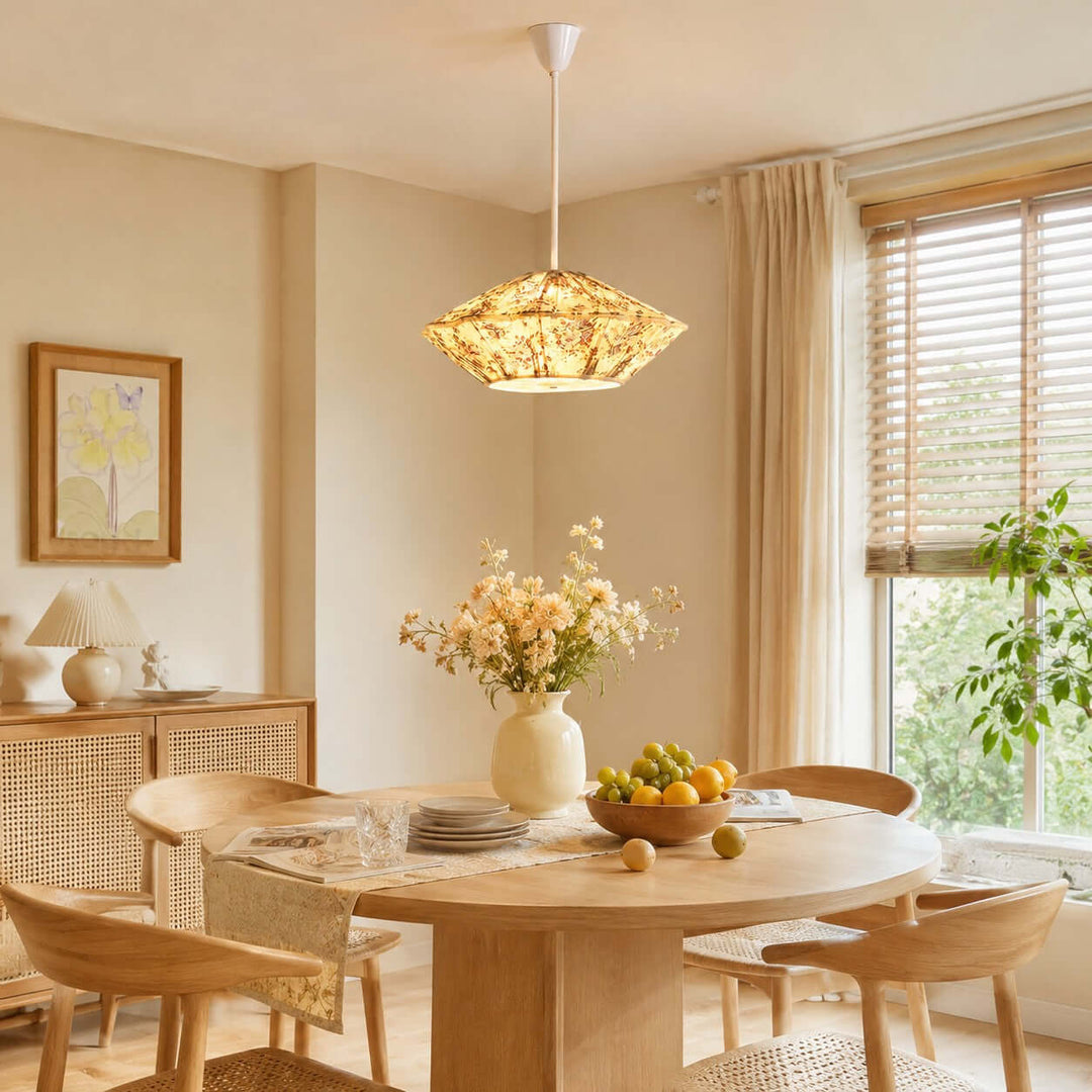 Almira French Cottage Fabric Shade Pendant Light Fixture