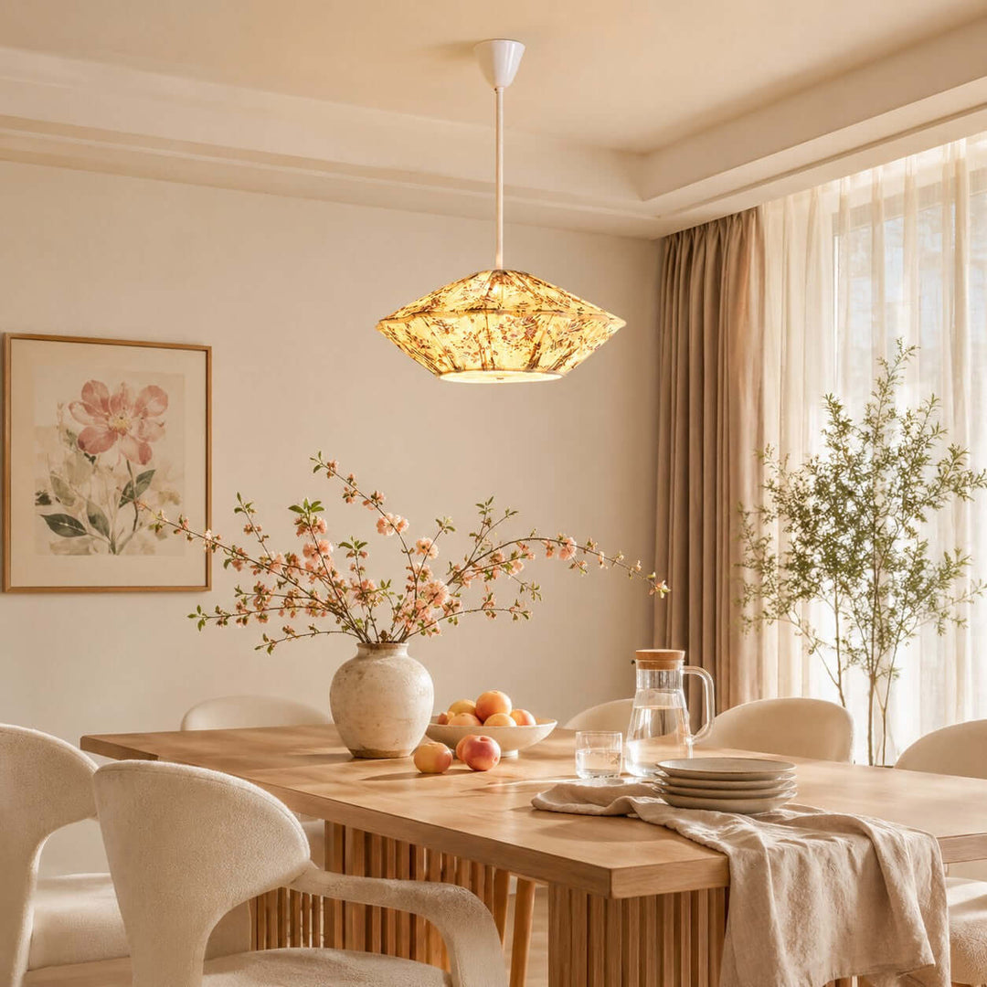 Almira French Cottage Fabric Shade Pendant Light Fixture