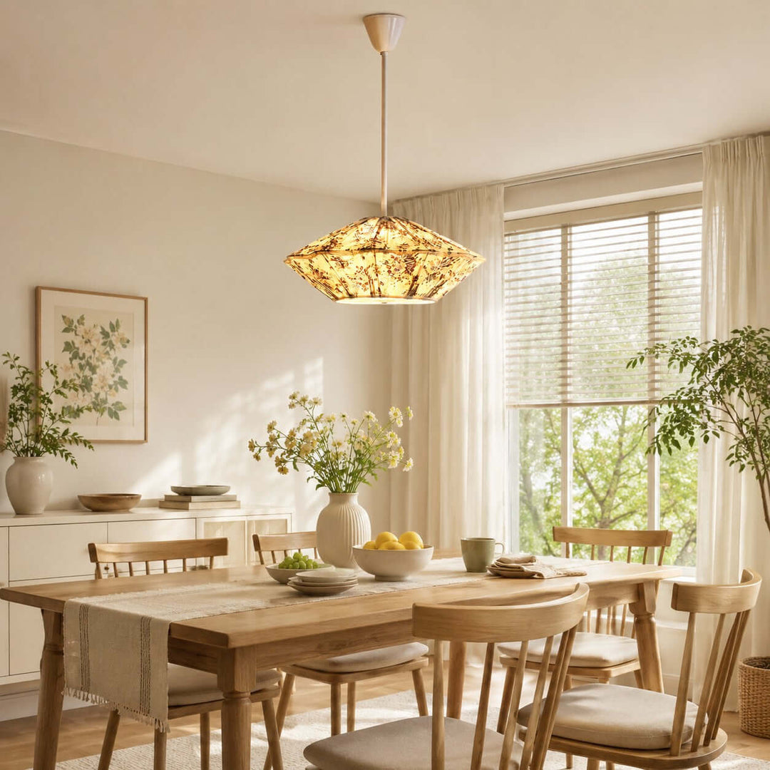 Almira French Cottage Fabric Shade Pendant Light Fixture