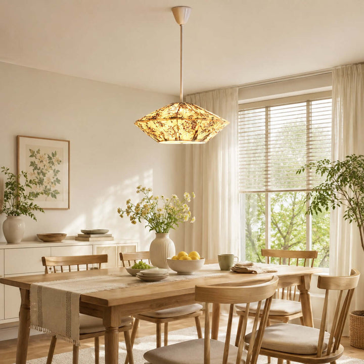 Almira French Cottage Fabric Shade Pendant Light Fixture