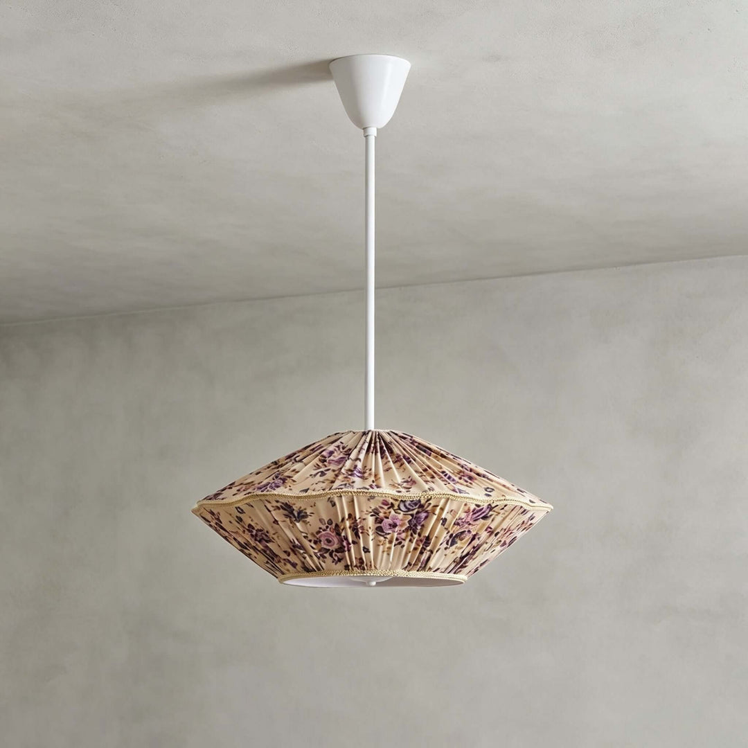 Almira French Cottage Fabric Shade Pendant Light Fixture