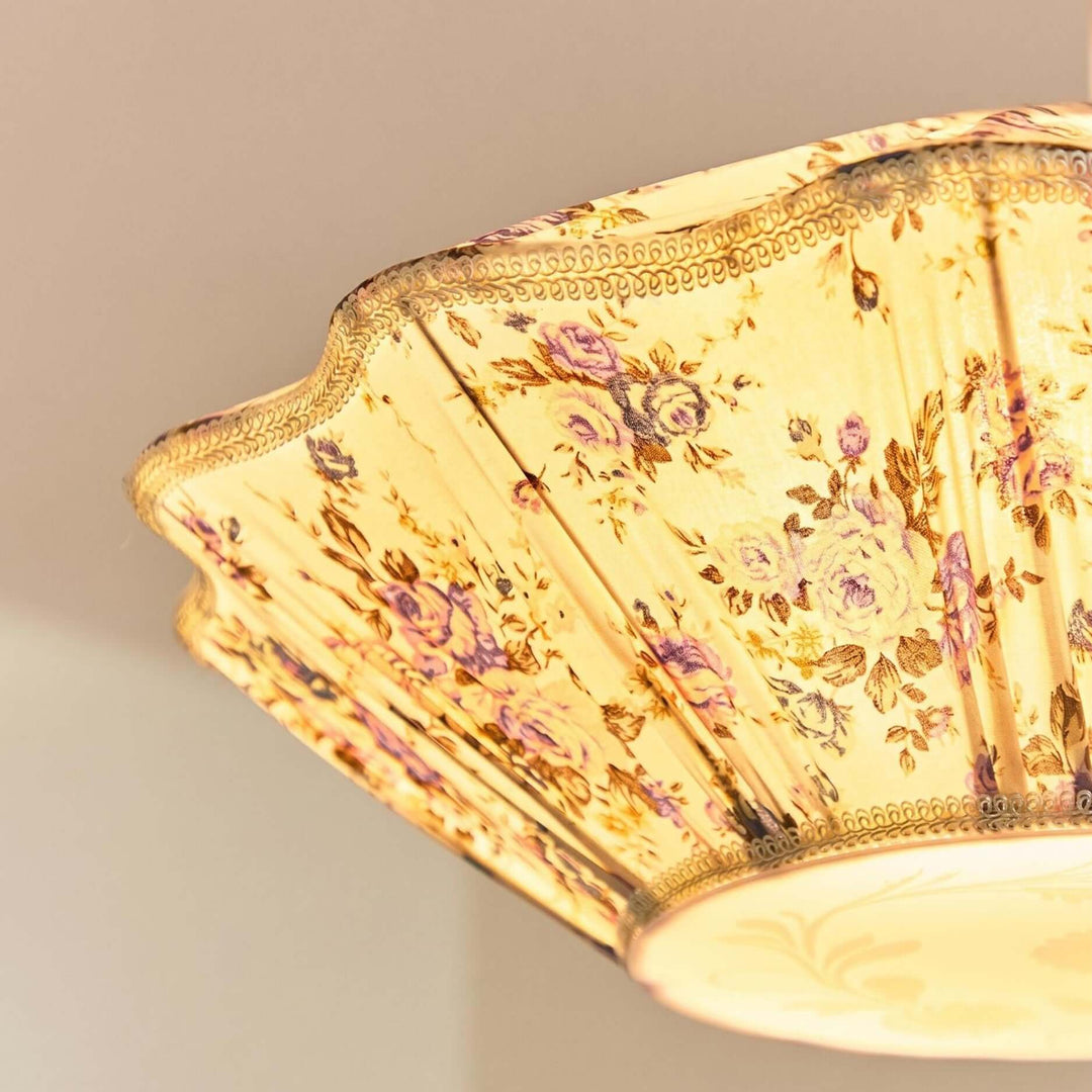 Almira French Cottage Fabric Shade Pendant Light Fixture