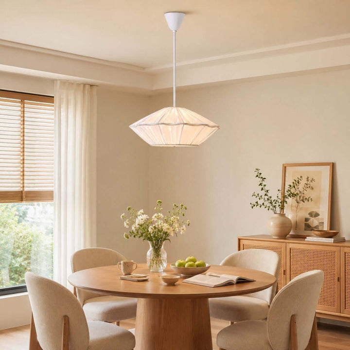 Almira French Cottage Fabric Shade Pendant Light Fixture