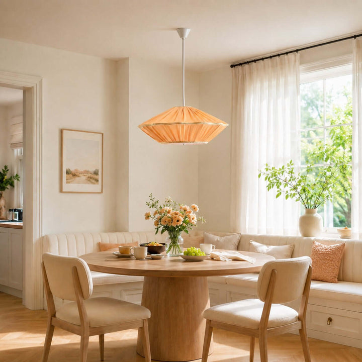 Almira French Cottage Fabric Shade Pendant Light Fixture