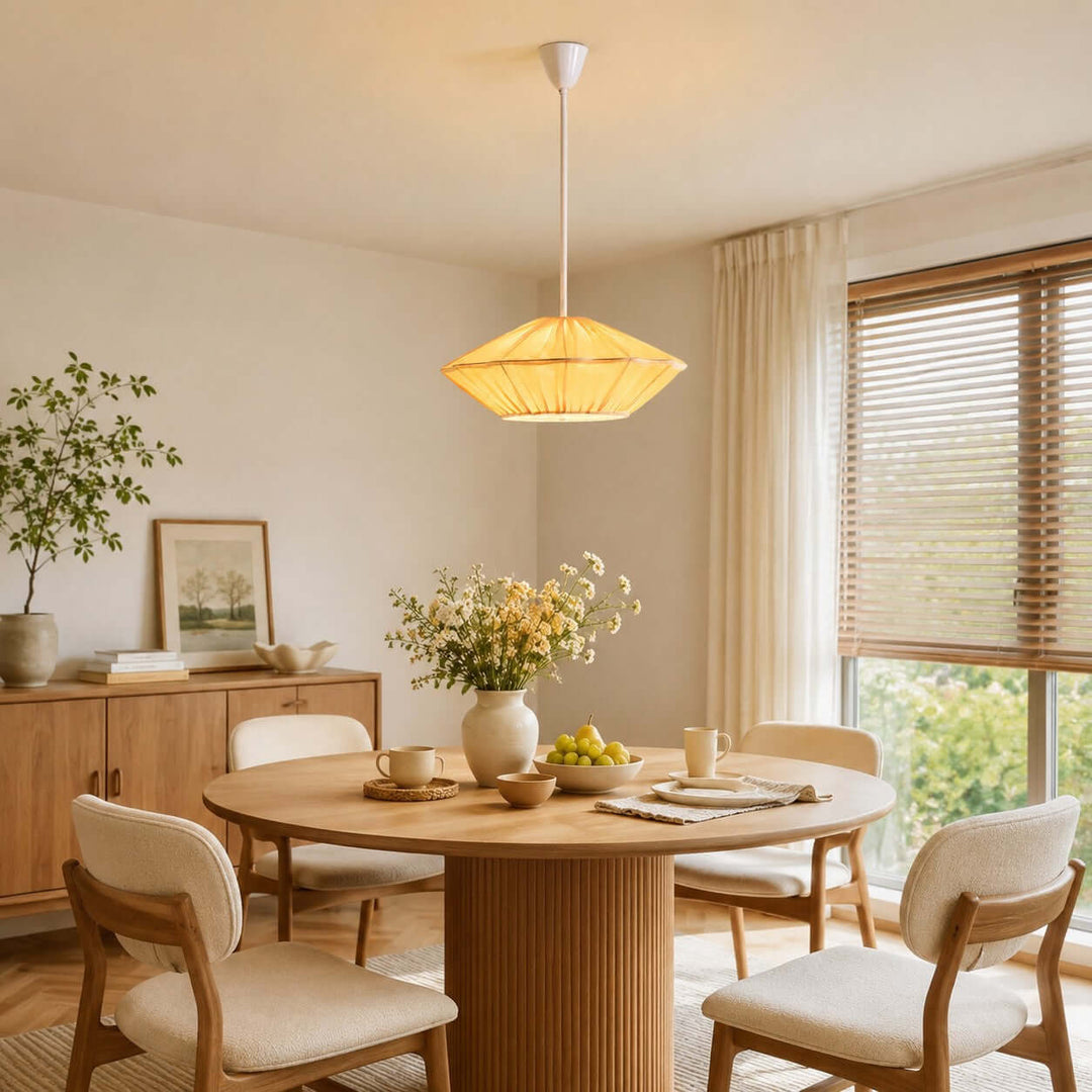 Almira French Cottage Fabric Shade Pendant Light Fixture