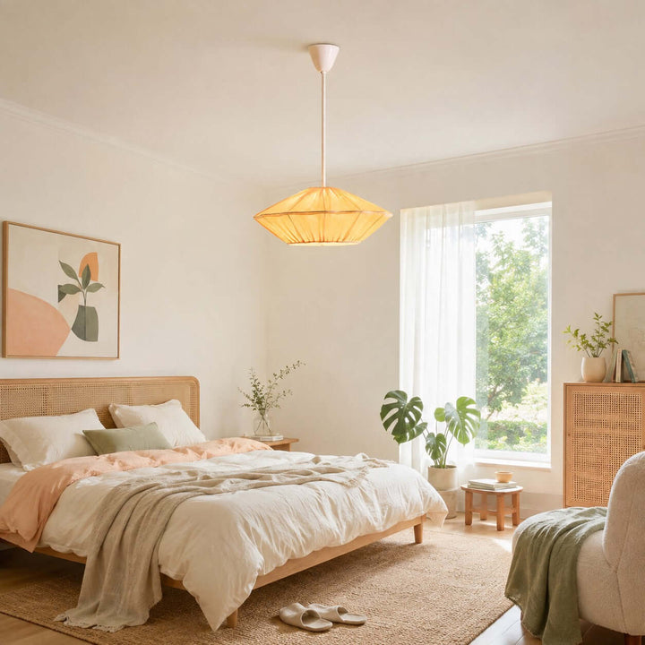 Almira French Cottage Fabric Shade Pendant Light Fixture