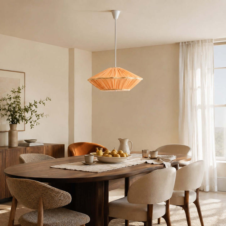 Almira French Cottage Fabric Shade Pendant Light Fixture