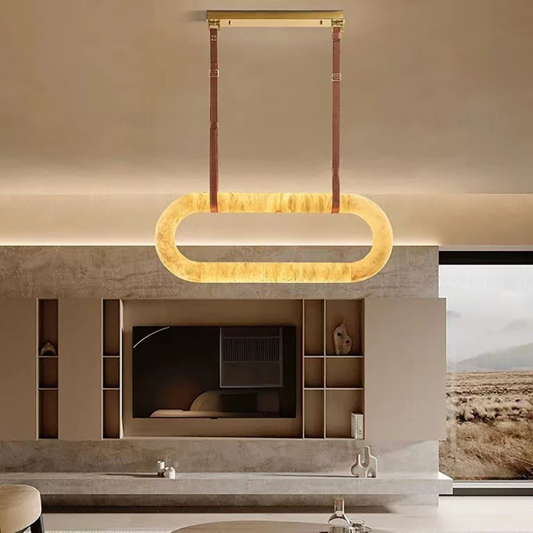 Altina Pendant Light – Minimalist Floating Ring with Alabaster & Brass | Vinlighting | Vinlighting