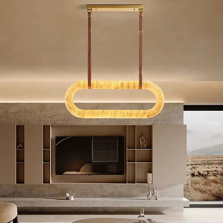 Altina Pendant Light – Minimalist Floating Ring with Alabaster & Brass | Vinlighting | Vinlighting