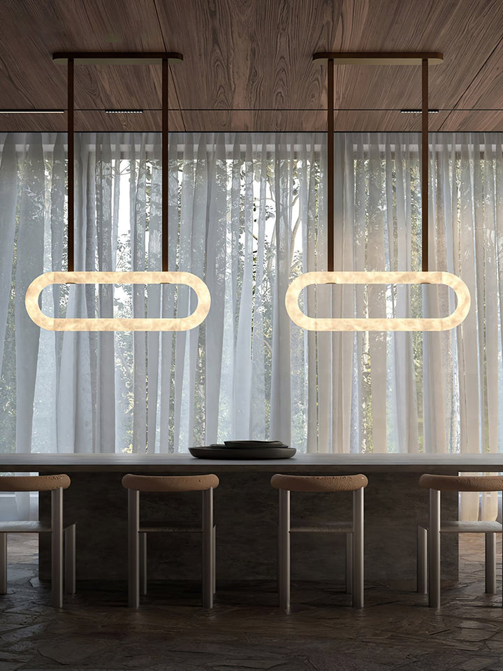 Altina Pendant Light – Minimalist Floating Ring with Alabaster & Brass | Vinlighting | Vinlighting