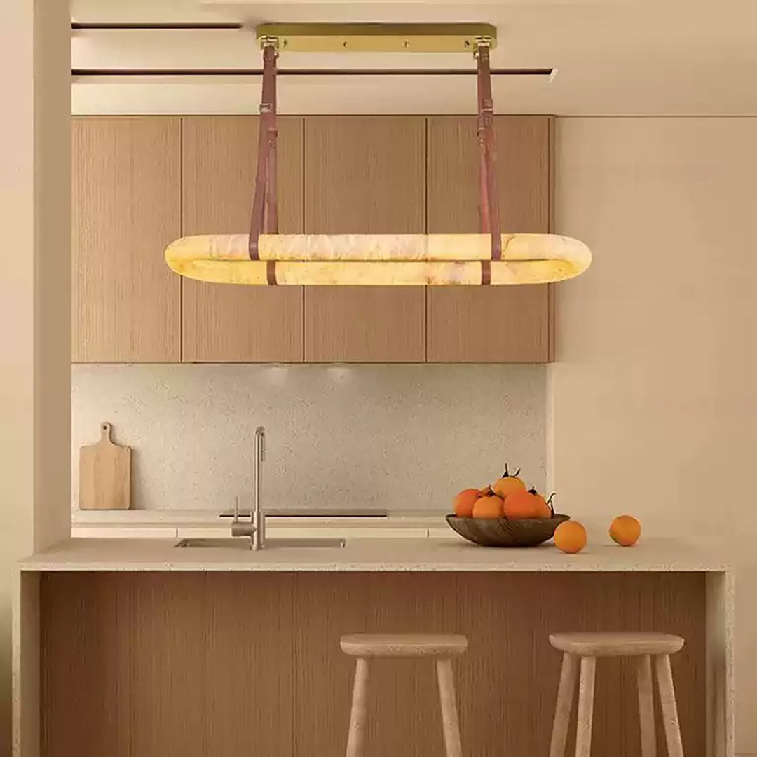 Altina Pendant Light – Minimalist Floating Ring with Alabaster & Brass | Vinlighting | Vinlighting