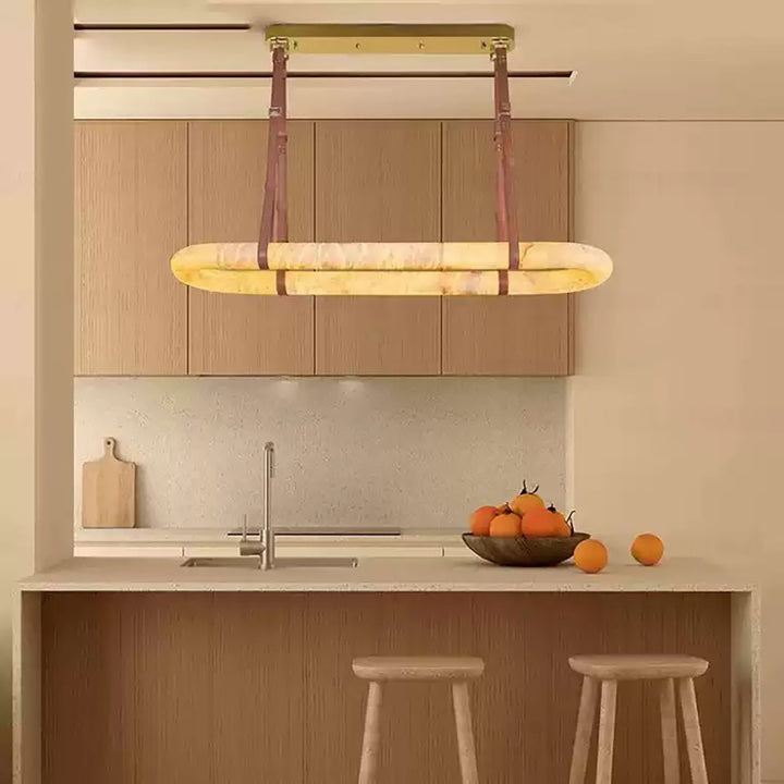 Altina Pendant Light – Minimalist Floating Ring with Alabaster & Brass | Vinlighting | Vinlighting