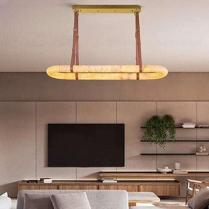 Altina Pendant Light – Minimalist Floating Ring with Alabaster & Brass | Vinlighting | Vinlighting