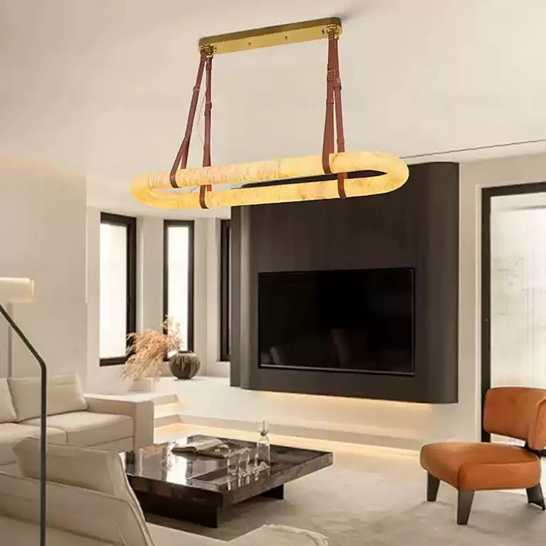 Altina Pendant Light – Minimalist Floating Ring with Alabaster & Brass | Vinlighting | Vinlighting