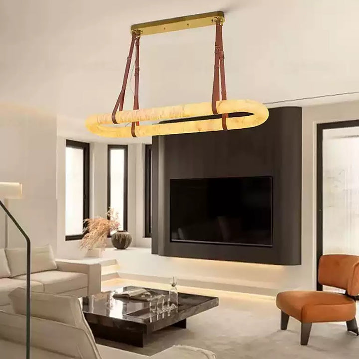 Altina Pendant Light – Minimalist Floating Ring with Alabaster & Brass | Vinlighting | Vinlighting