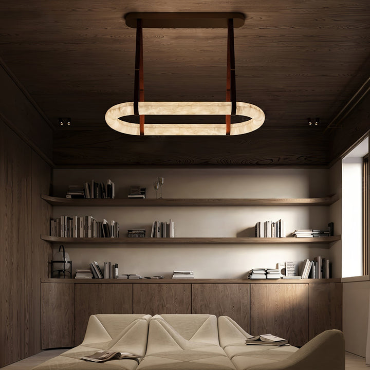 Altina Pendant Light – Minimalist Floating Ring with Alabaster & Brass | Vinlighting | Vinlighting