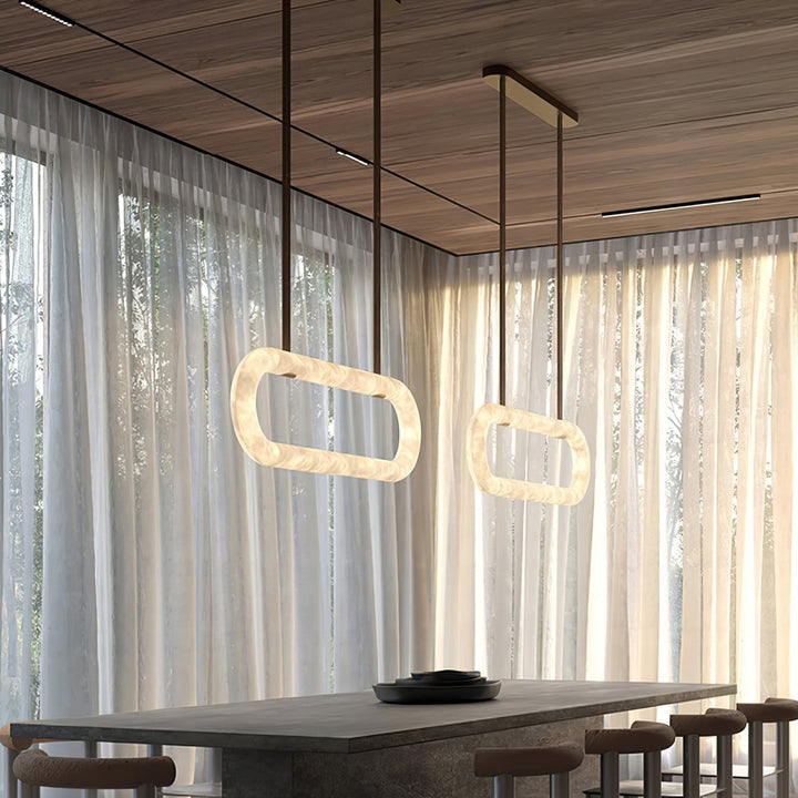Altina Pendant Light – Minimalist Floating Ring with Alabaster & Brass | Vinlighting | Vinlighting