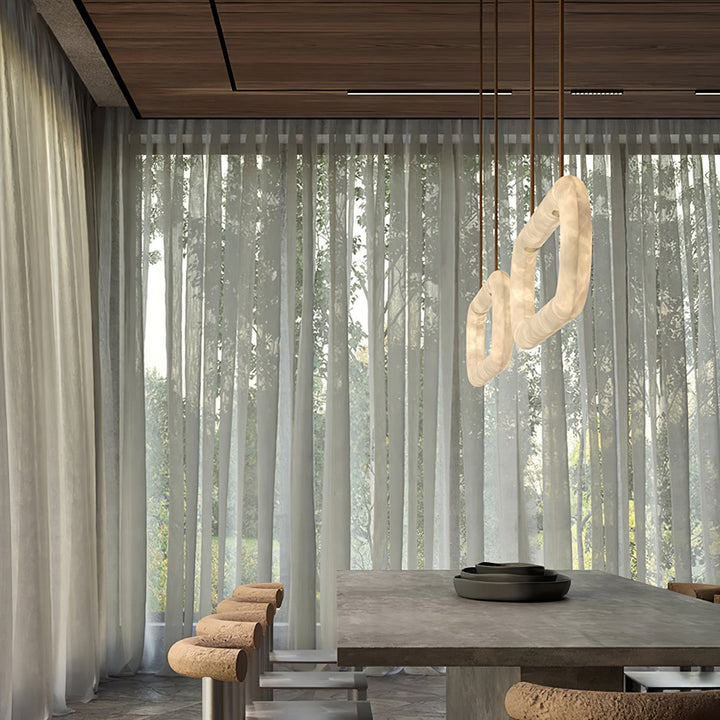 Altina Pendant Light – Minimalist Floating Ring with Alabaster & Brass | Vinlighting | Vinlighting