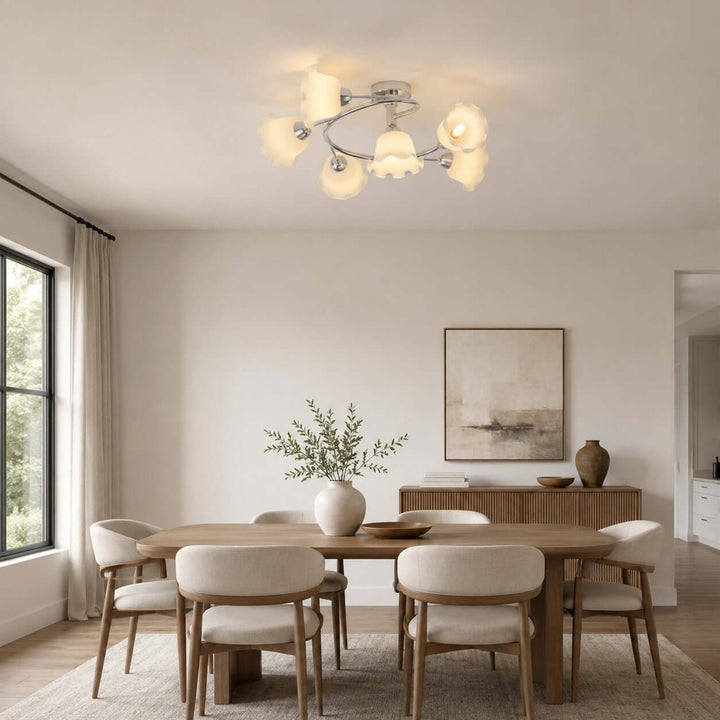 Amarise Ceiling Lamp - Cream Flower Glass for Living Room Decor | Vinlighting