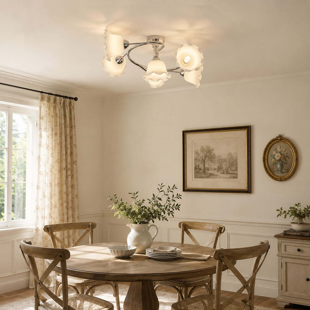 Amarise Ceiling Lamp - Cream Flower Glass for Living Room Decor | Vinlighting