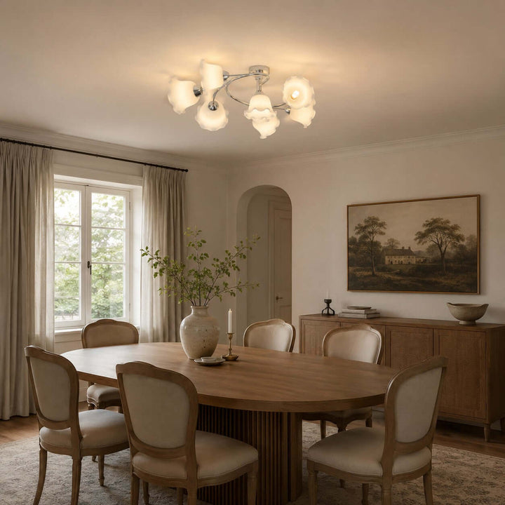 Amarise Ceiling Lamp - Cream Flower Glass for Living Room Decor | Vinlighting