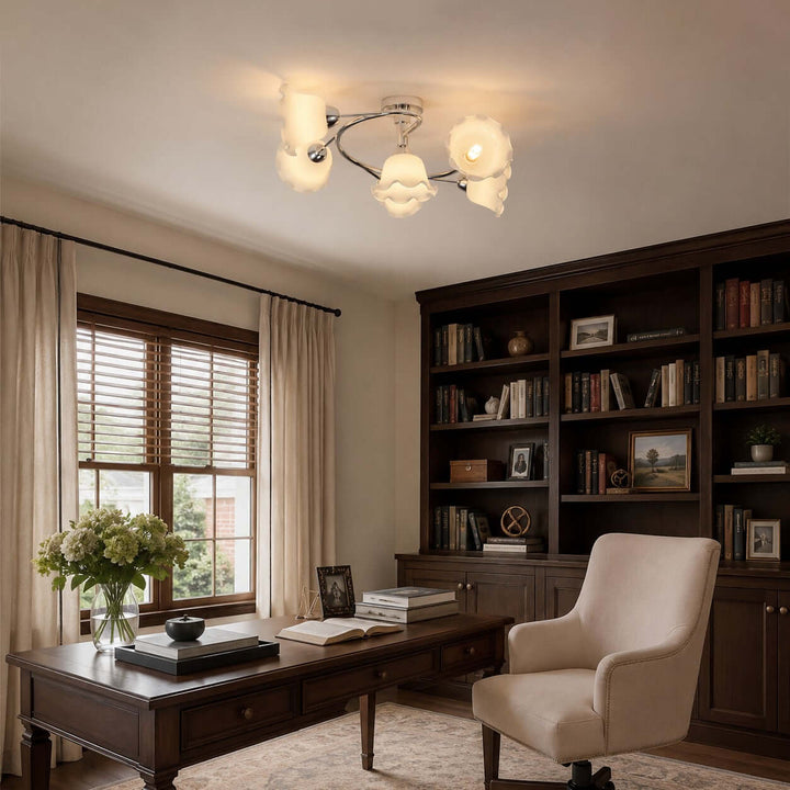 Amarise Ceiling Lamp - Cream Flower Glass for Living Room Decor | Vinlighting