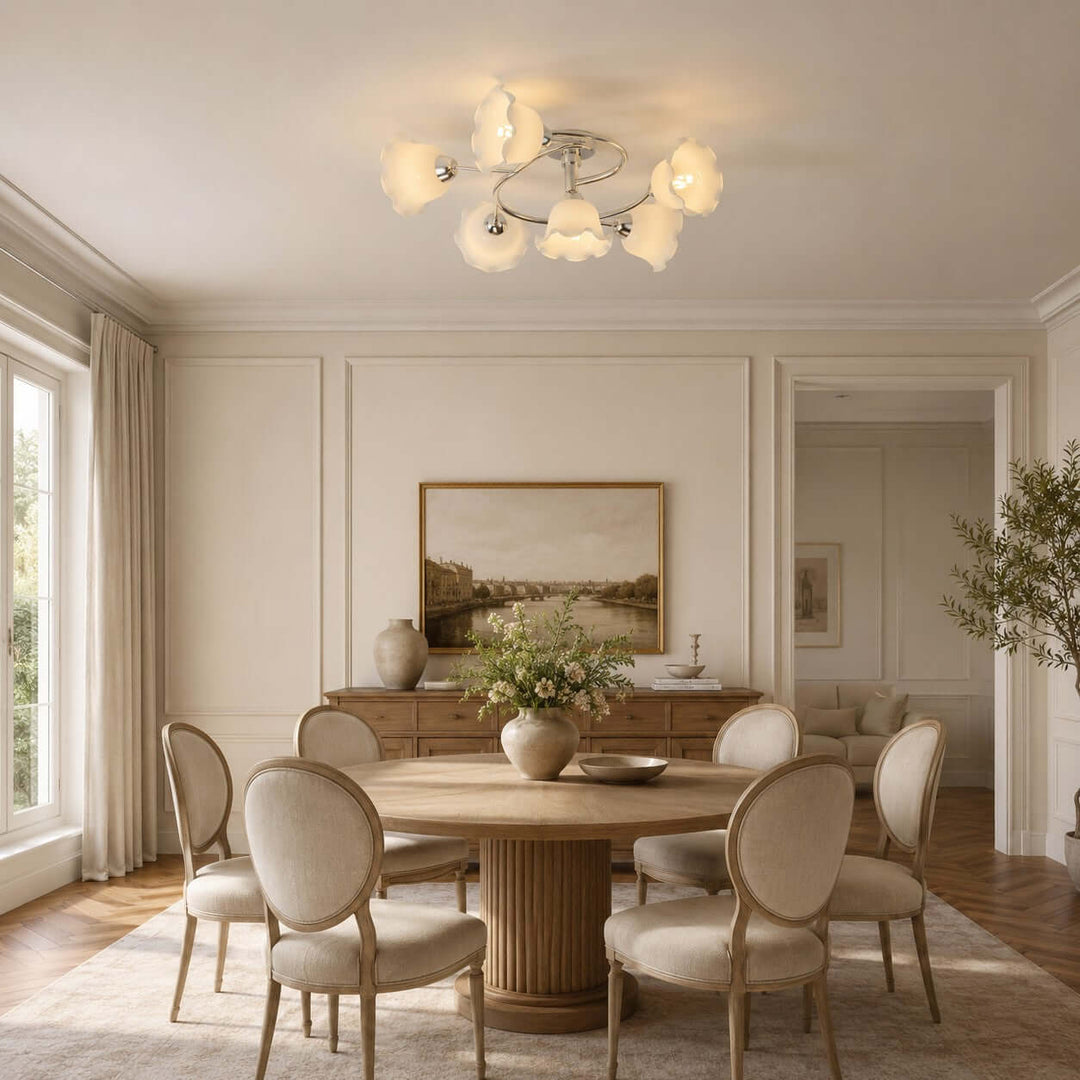Amarise Ceiling Lamp - Cream Flower Glass for Living Room Decor | Vinlighting