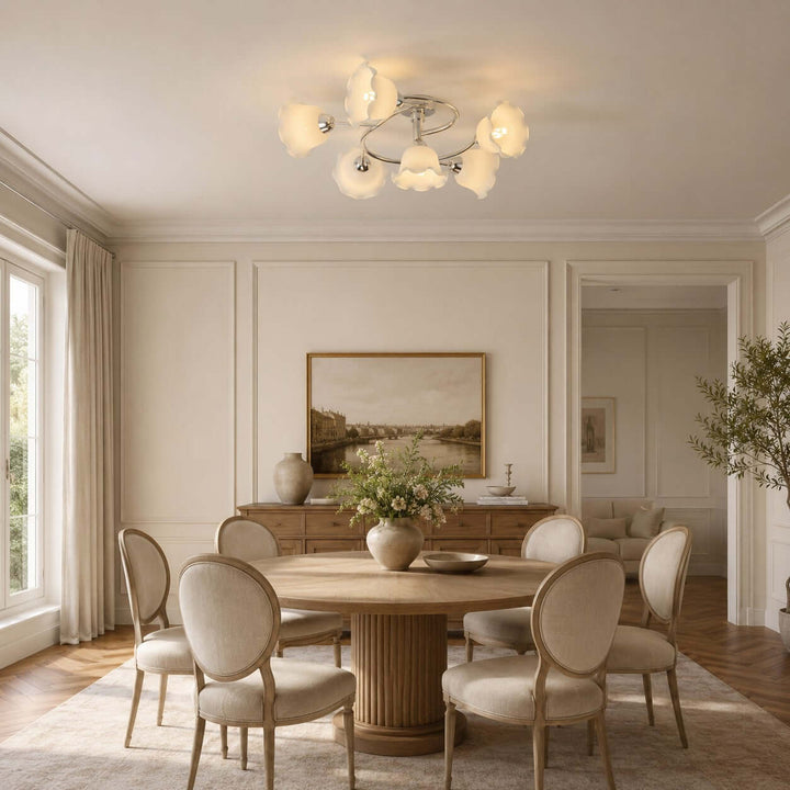 Amarise Ceiling Lamp - Cream Flower Glass for Living Room Decor | Vinlighting