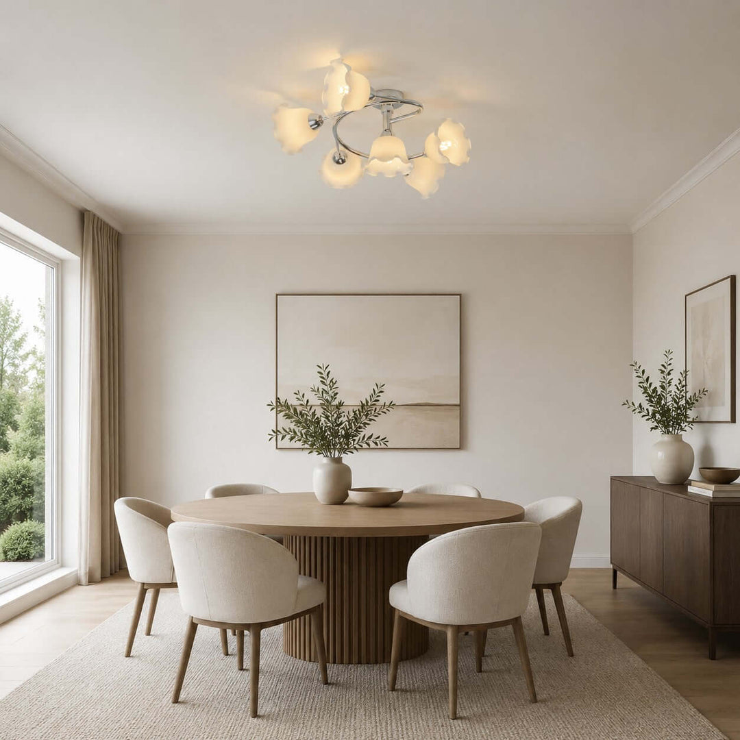 Amarise Ceiling Lamp - Cream Flower Glass for Living Room Decor | Vinlighting