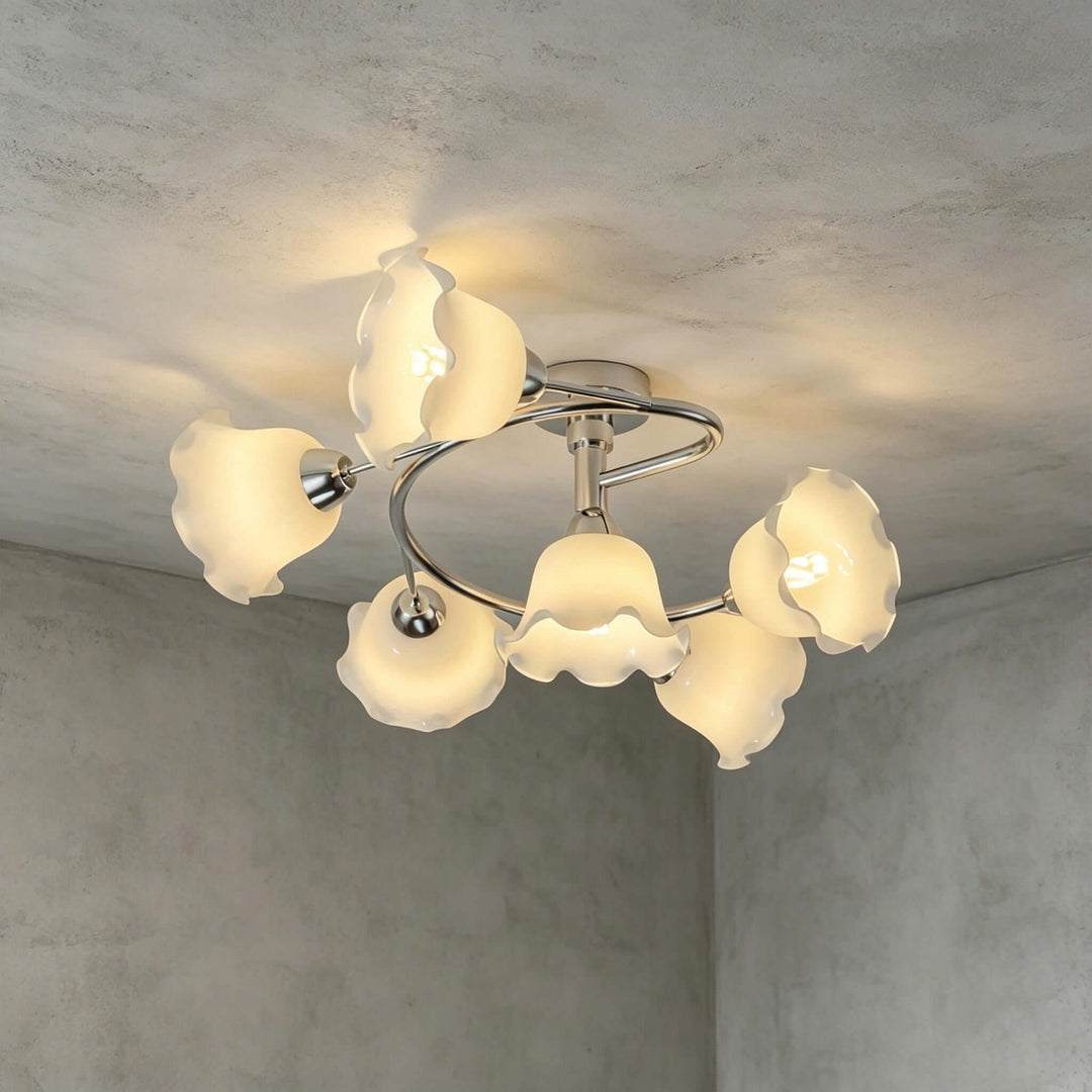 Amarise Ceiling Lamp - Cream Flower Glass for Living Room Decor | Vinlighting