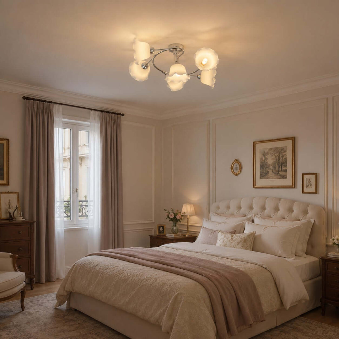 Amarise Ceiling Lamp - Cream Flower Glass for Living Room Decor | Vinlighting
