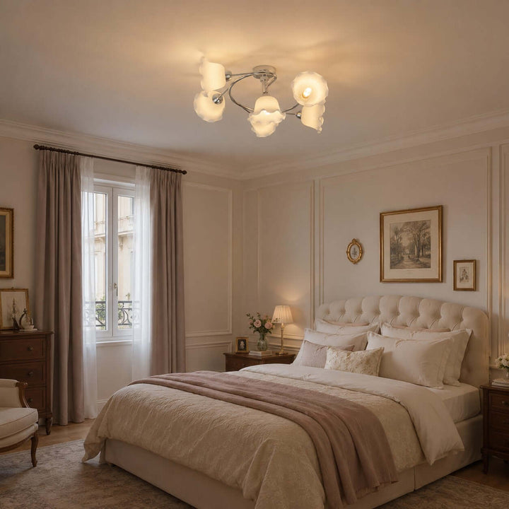 Amarise Ceiling Lamp - Cream Flower Glass for Living Room Decor | Vinlighting