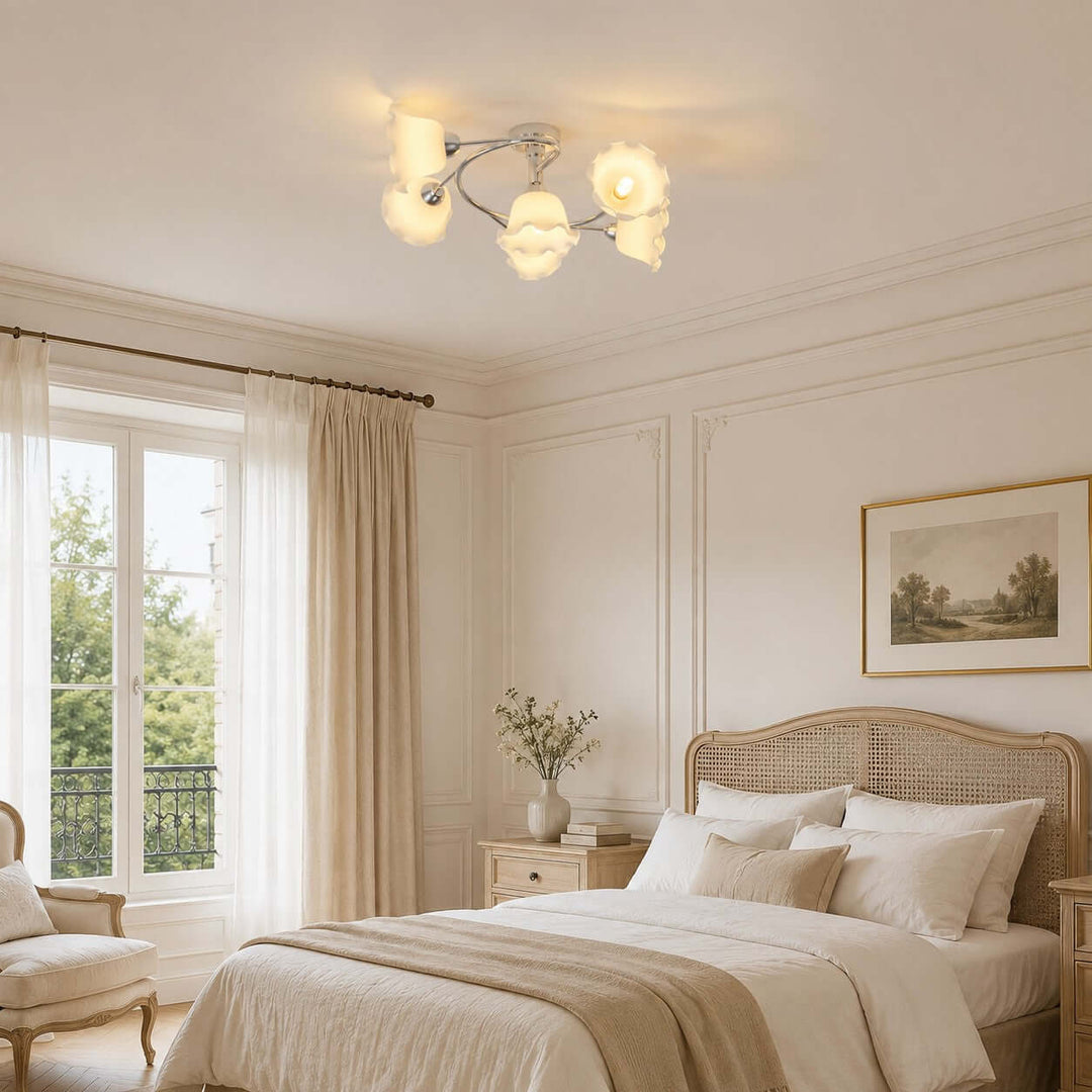 Amarise Ceiling Lamp - Cream Flower Glass for Living Room Decor | Vinlighting