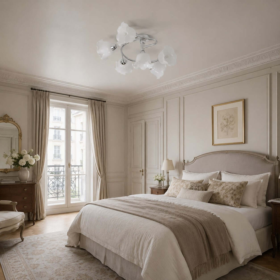 Amarise Ceiling Lamp - Cream Flower Glass for Living Room Decor | Vinlighting