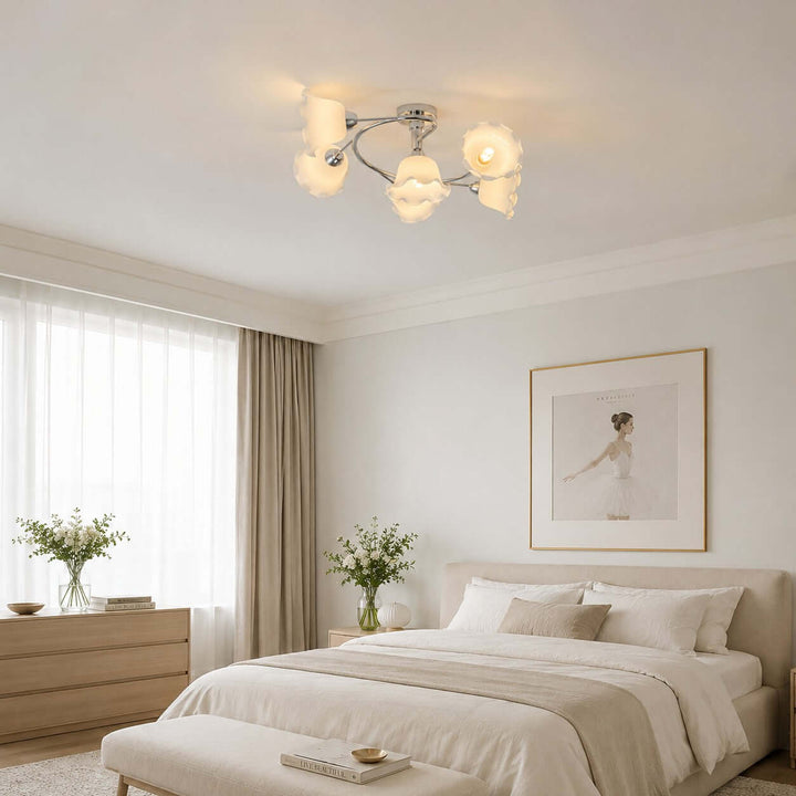 Amarise Ceiling Lamp - Cream Flower Glass for Living Room Decor | Vinlighting