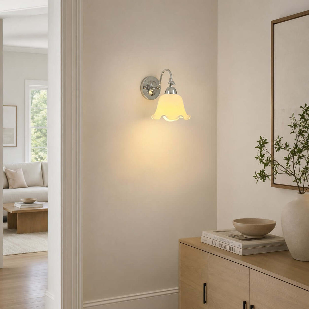 Amarise Wall Light - French Flower Glass for Bedside Room Decor | Vinlighting