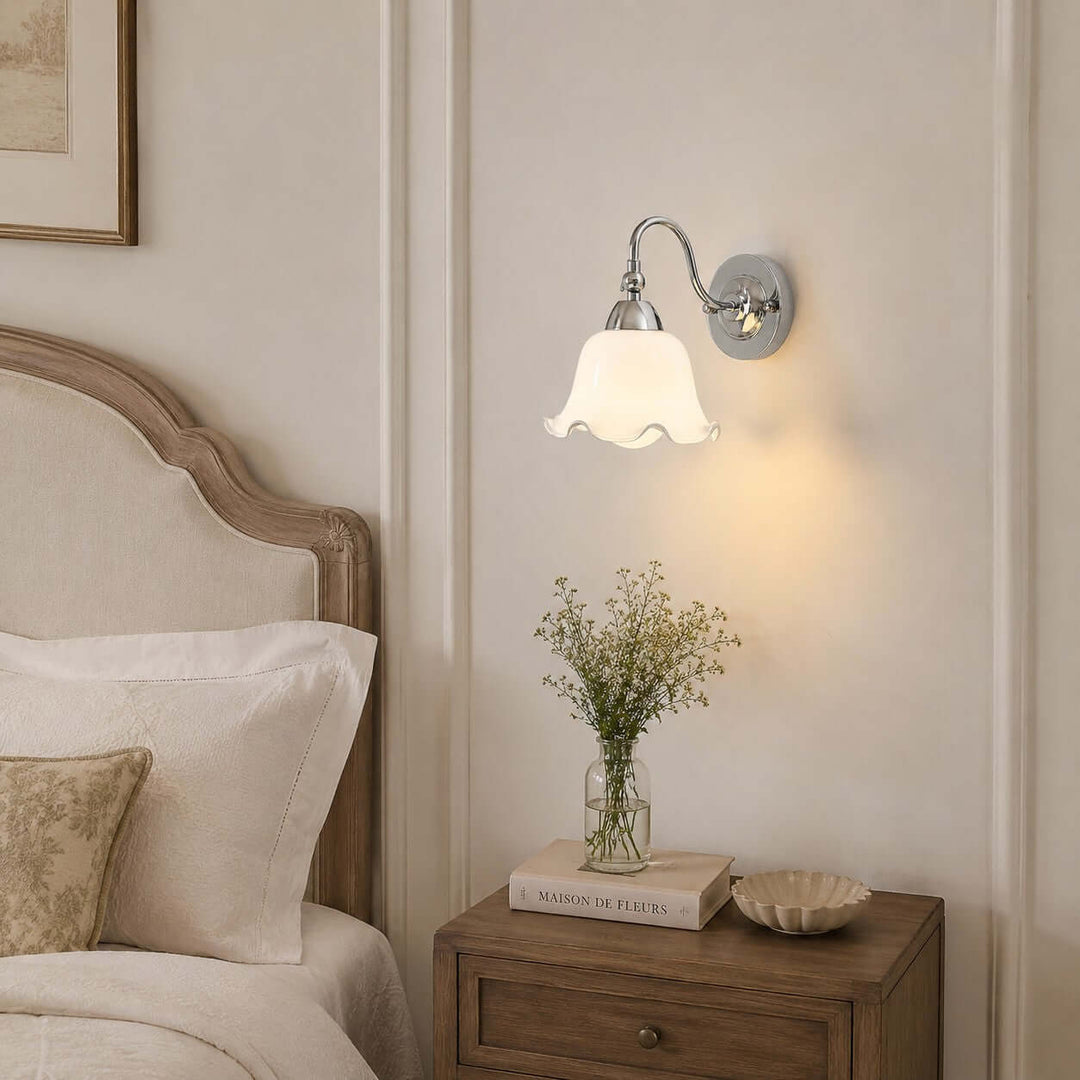 Amarise Wall Light - French Flower Glass for Bedside Room Decor | Vinlighting