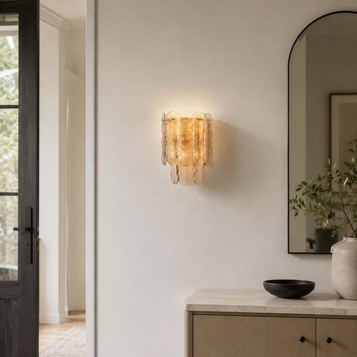 Ambrin Wall Sconce | Amber Glass Light for Bedroom and Hallway