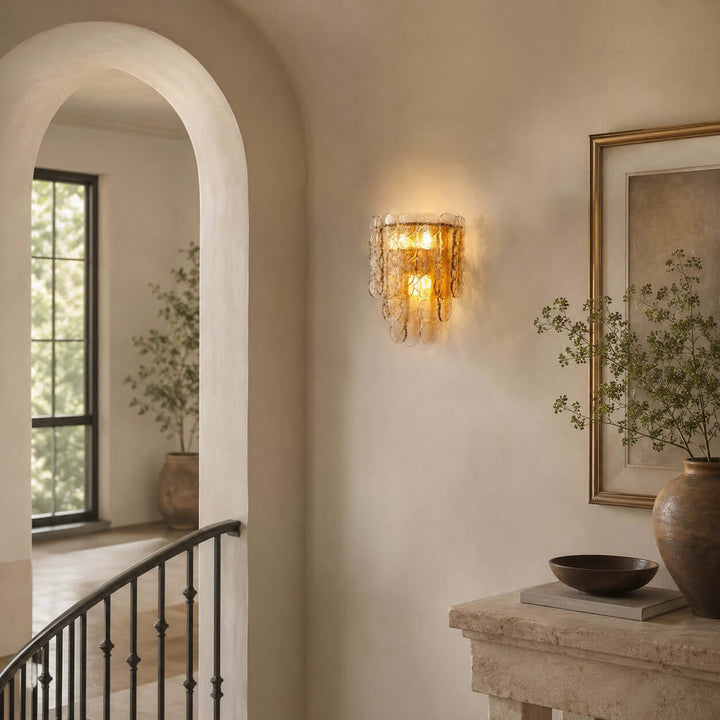 Ambrin Wall Sconce | Amber Glass Light for Bedroom and Hallway