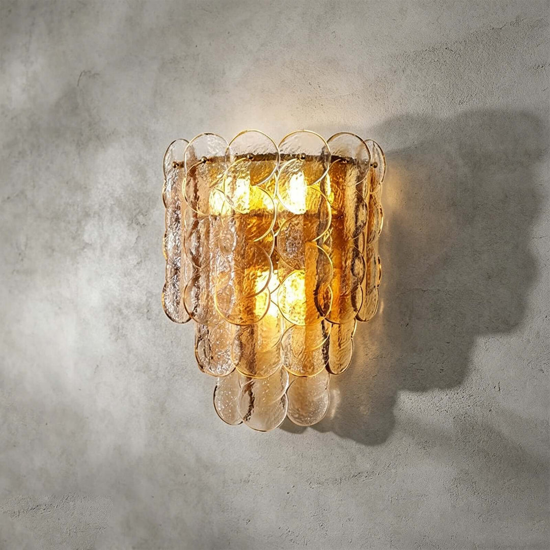 Ambrin Wall Sconce | Amber Glass Light for Bedroom and Hallway