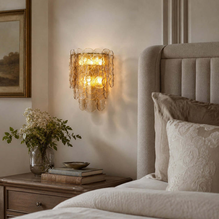 Ambrin Wall Sconce | Amber Glass Light for Bedroom and Hallway