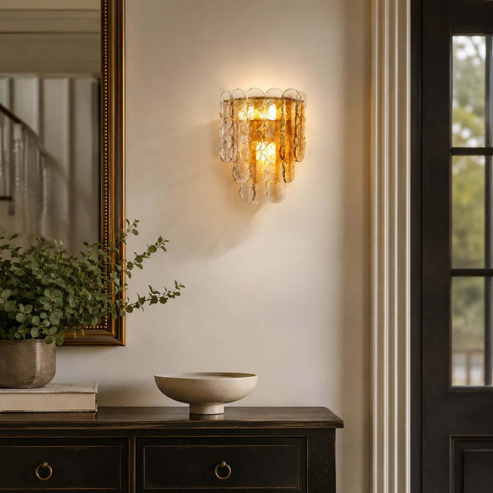 Ambrin Wall Sconce | Amber Glass Light for Bedroom and Hallway